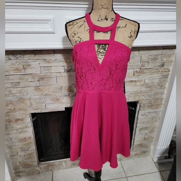 Lulus All My Daydreams Fuschia Lace Skater Dress size XL NEW!!! - Picture 2 of 11